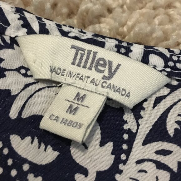 Tilley Navy Paisley 100% Cotton Tunic Neck Tank Top - Picture 8 of 13